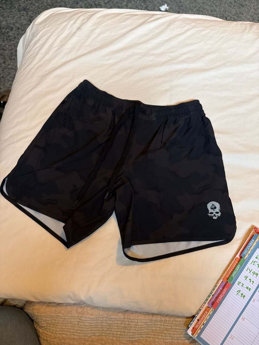 Zero Foxtrot Death Card Black Camo Training Shorts Size Medium